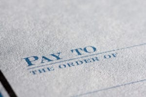 Closeup of cheque