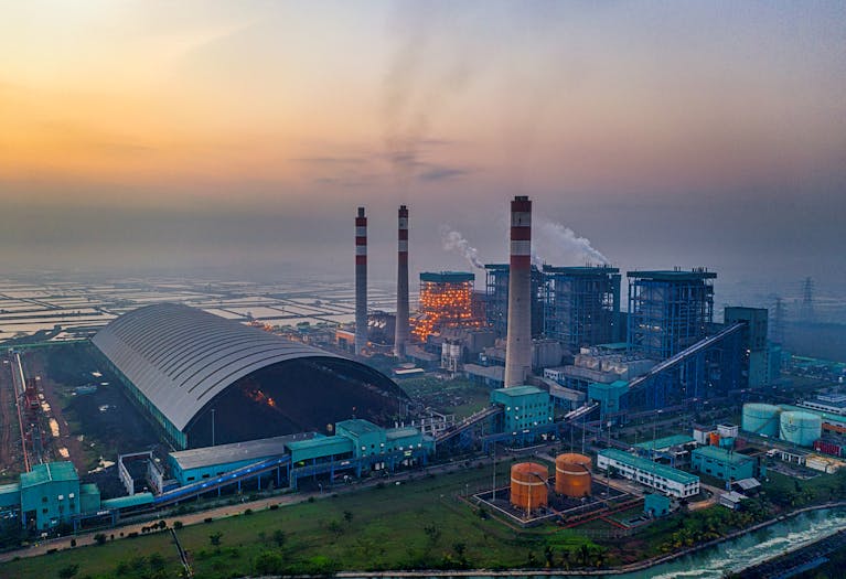 Aerial Shot of an Industrial Factory